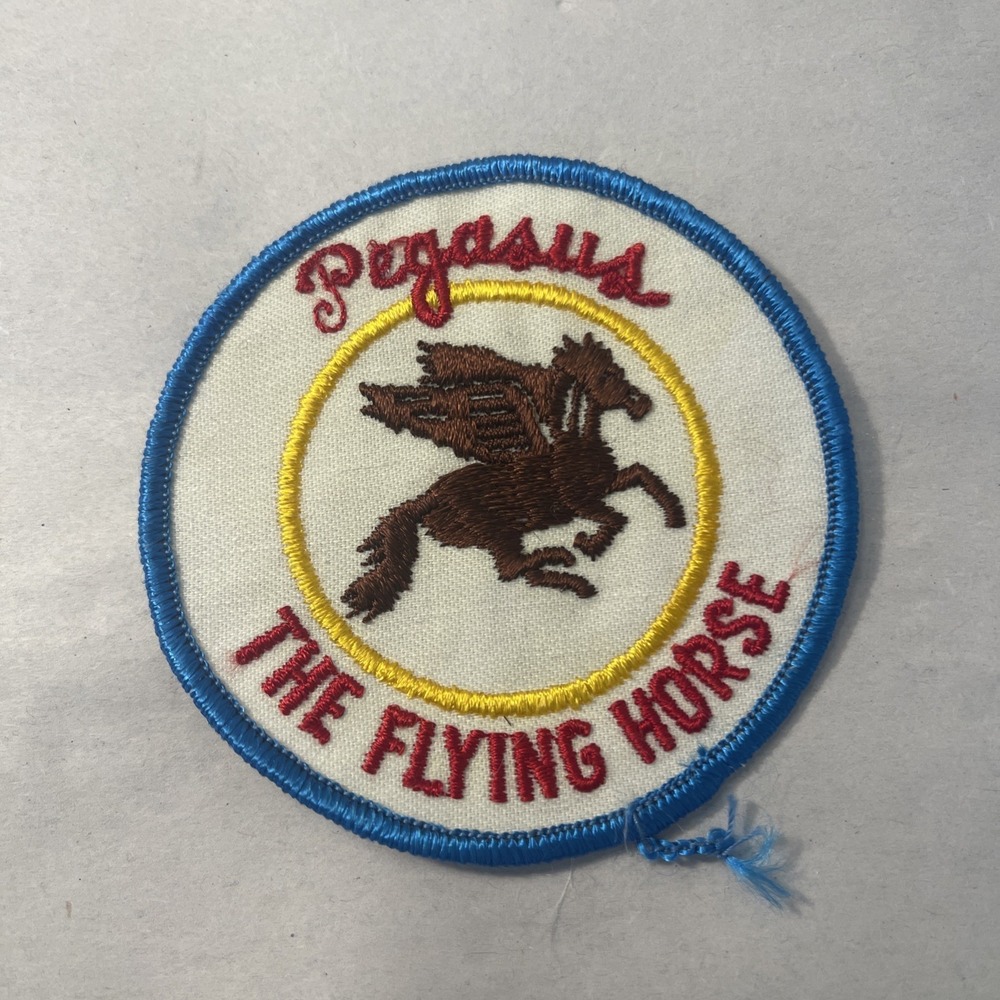 Vintage Pegasus The Flying Horse Embroidered Round Patch - Picture 2 of 8